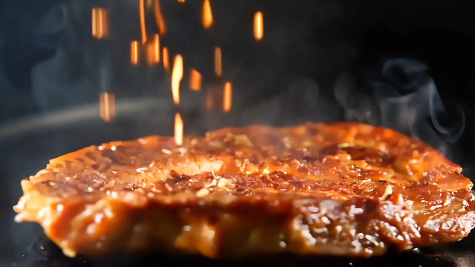 Sizzling Grilled Dish Close-Up Stock Video for Food Ads